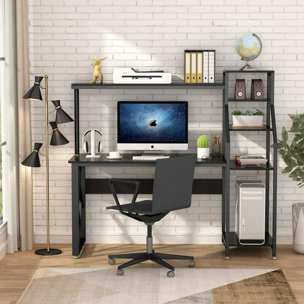 60" Office Desk Computer PC Table Study Writing Desk Workstation with Bookshelf